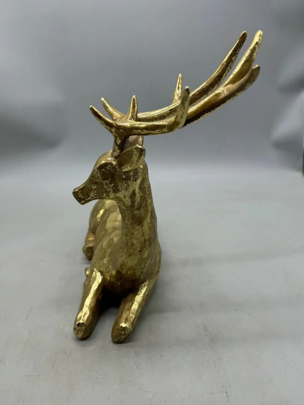 Holiday Gold Foil Textured Reindeer Stag Deer Figurine Sculpture 12